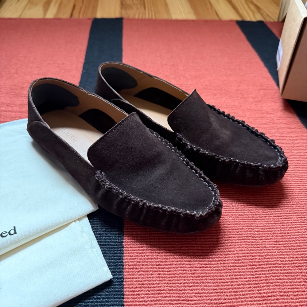 Flattered Bon Bon Loafers Chocolate Brown Suede Size 38 - Picture 2 of 11